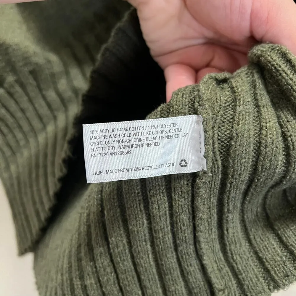 A New Day Olive Green Turtleneck Chunky Sweater Balloon Sleeve Size XS - Image 4