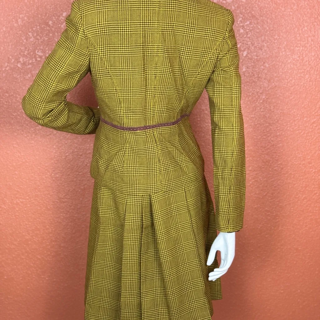 Philosophy di Alberta Ferretti Merlot Boucle Blazer Skirt Set S 8 Made In Italy Green - Image 2