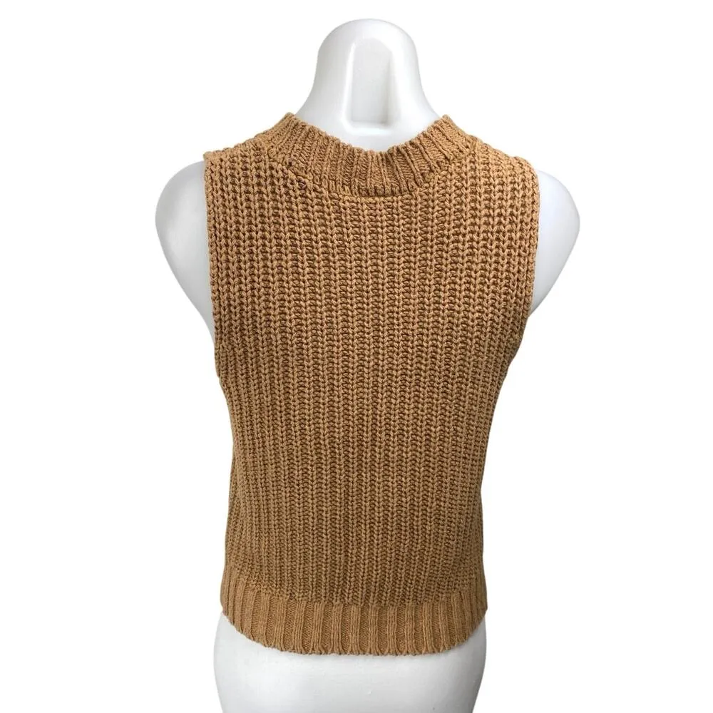 Abercrombie & Fitch Brown Sleeveless Ribbed Knit Crew Sweater Vest Top Size XS - Image 2