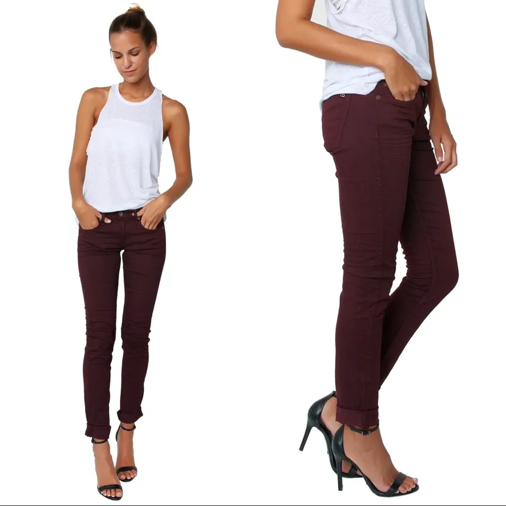 rag & bone • The Dre skinny boyfriend jeans Aged Wine burgundy maroon ankle slim - Image 3
