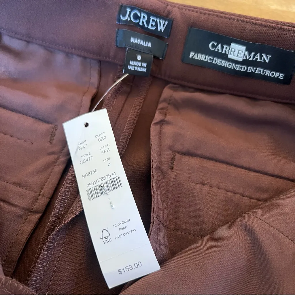 J. Crew Natalia Pant Four-season Stretch in French Press Brown Size 0 *flawed* - Image 9