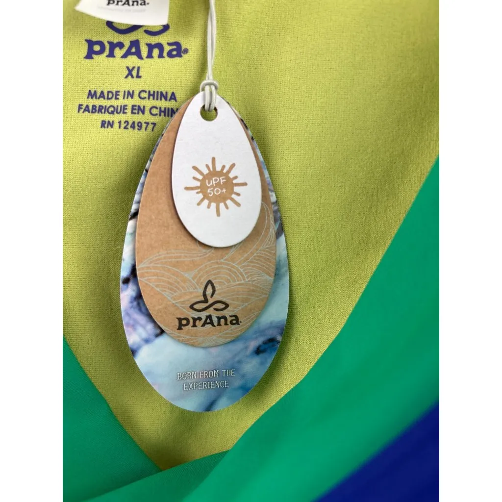 Women’s Prana XL Blue, Green, & Yellow Bikini Bottoms with Ruched Sides & Bows - Image 6