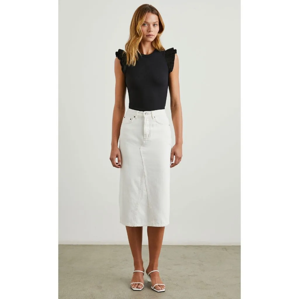 Rails Womens Highland‎ Denim Midi Skirt in Cream Ecru Casual Minimalist Size 26 - Image 11