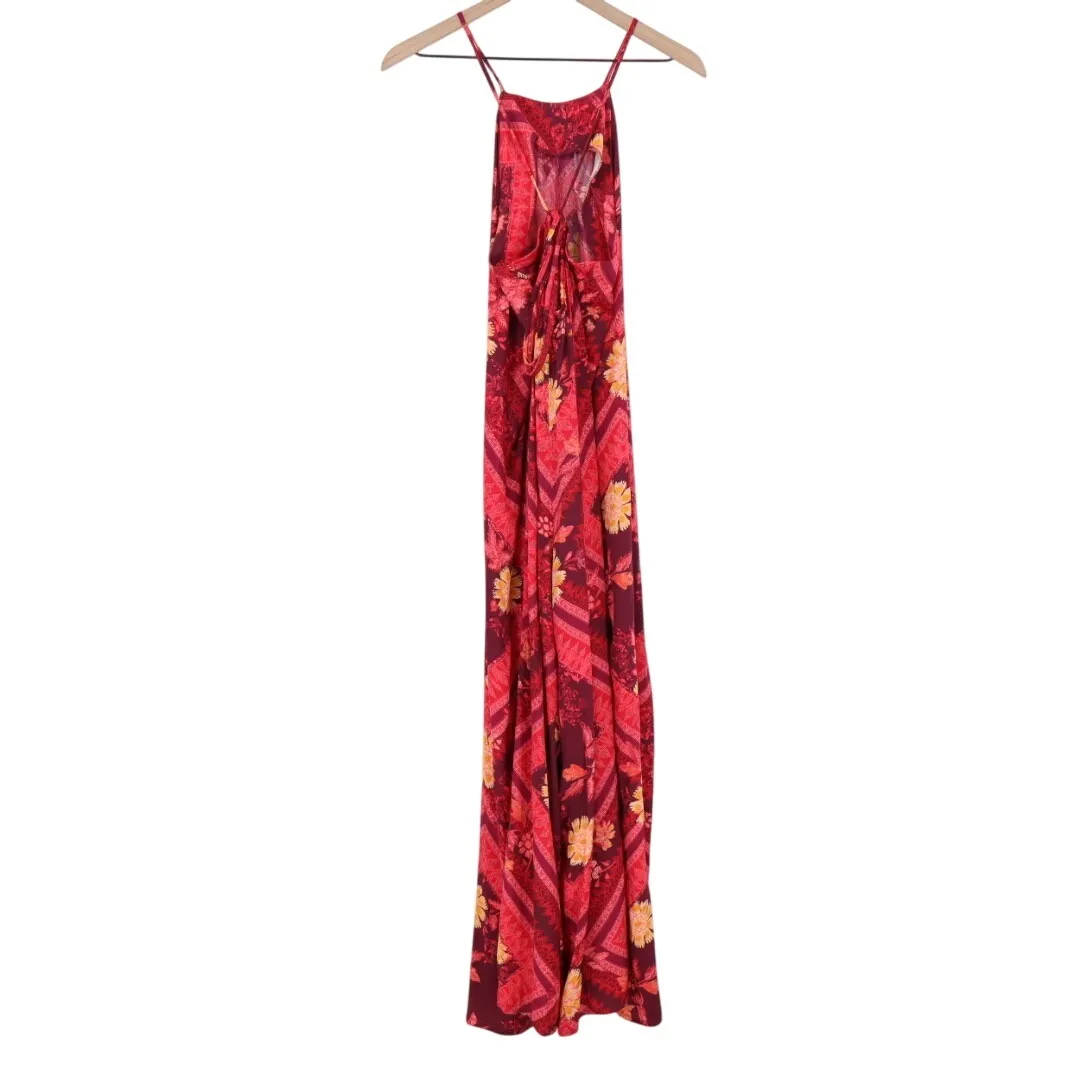 Free People Luca Floral Halter Neck Wide Leg Jumpsuit Size L - Image 7