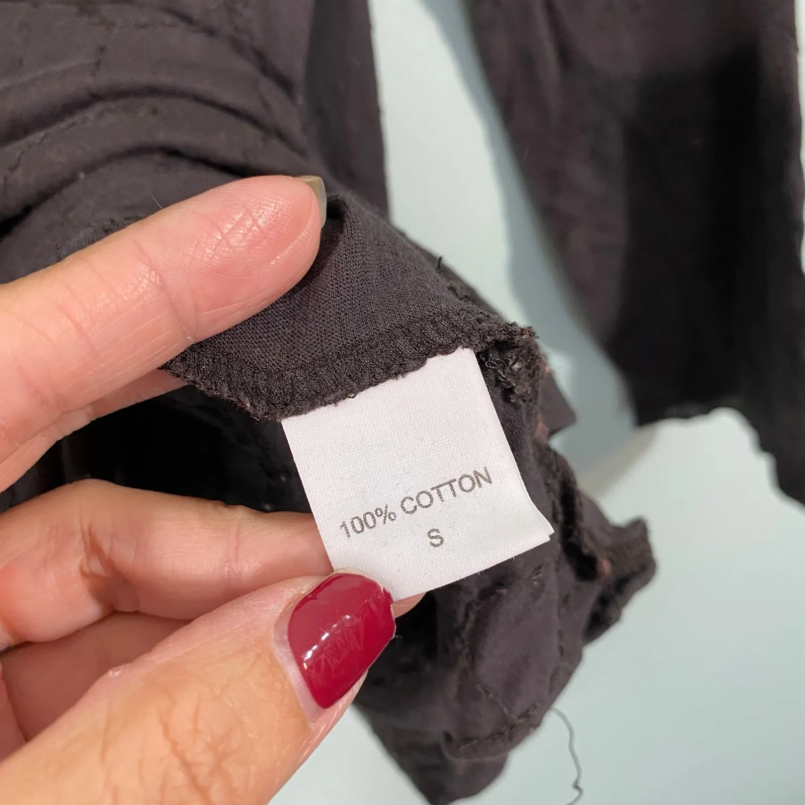 Vtg 90's Eileen Fisher Brown Allover Embroidered Lightweight Q-sleeve Top Size S - Image 7