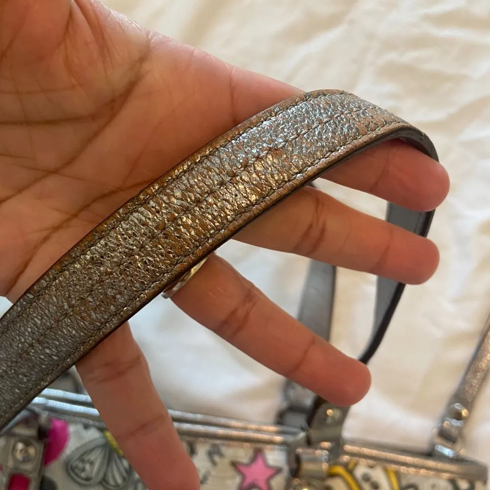 Coach #F15712 Poppy Butterfly Graffiti Pink and Silver Shoulder Bag Authentic - Image 5