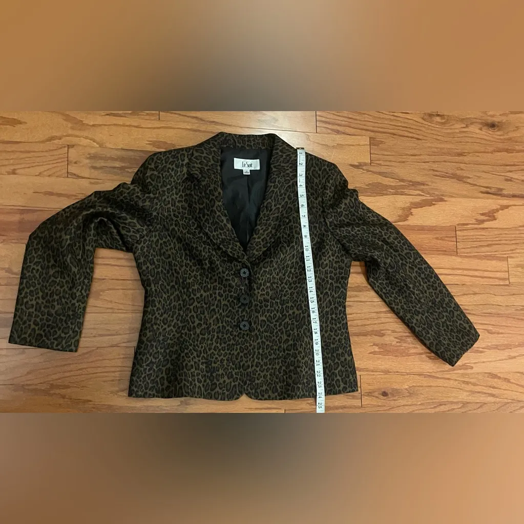 Le Suit- Brown Leopard Print Blazer Size 14 - Image 5