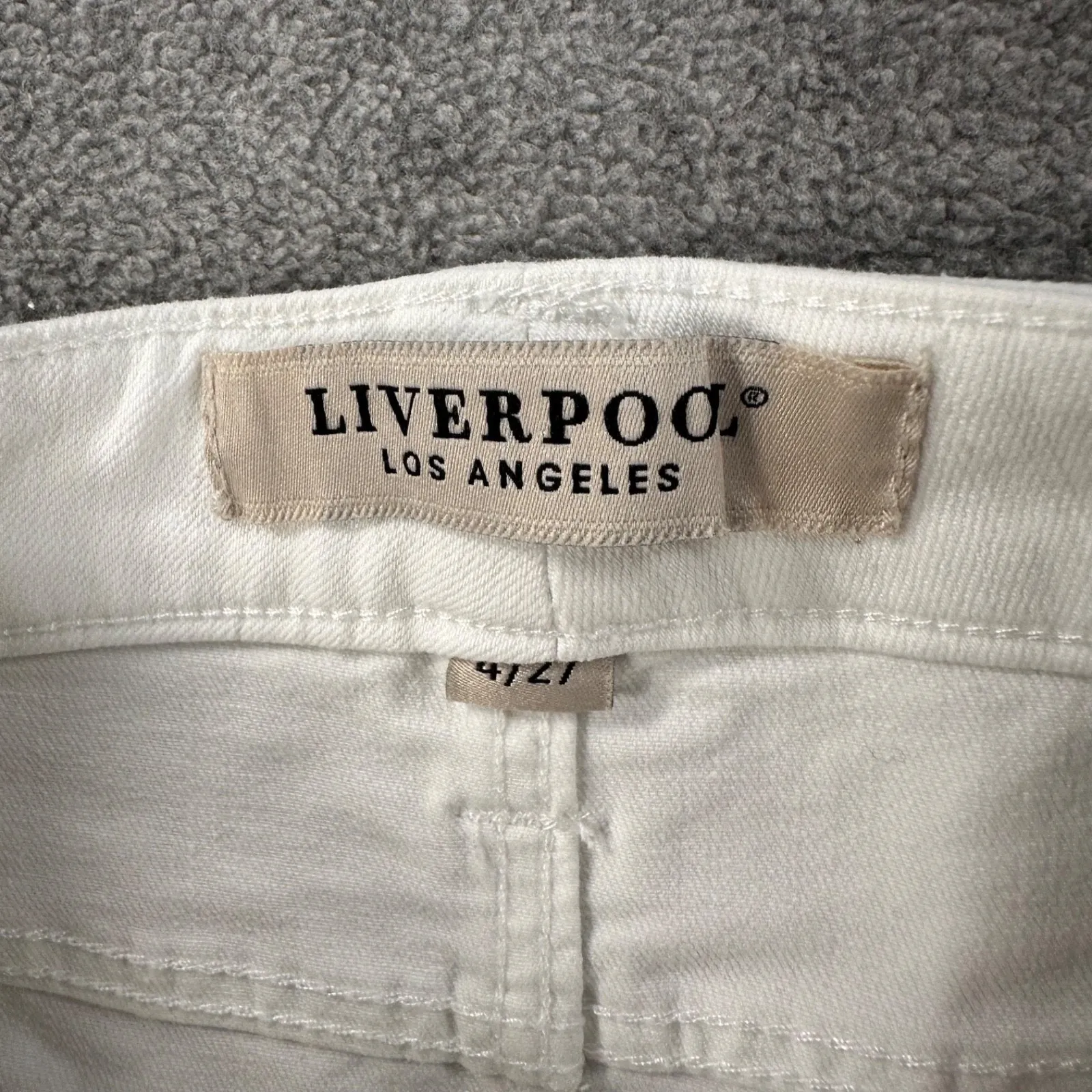 Liverpool Los Angeles Cut Off White Jean Denim Pencil Midi Skirt Women's 4/27 - Image 4