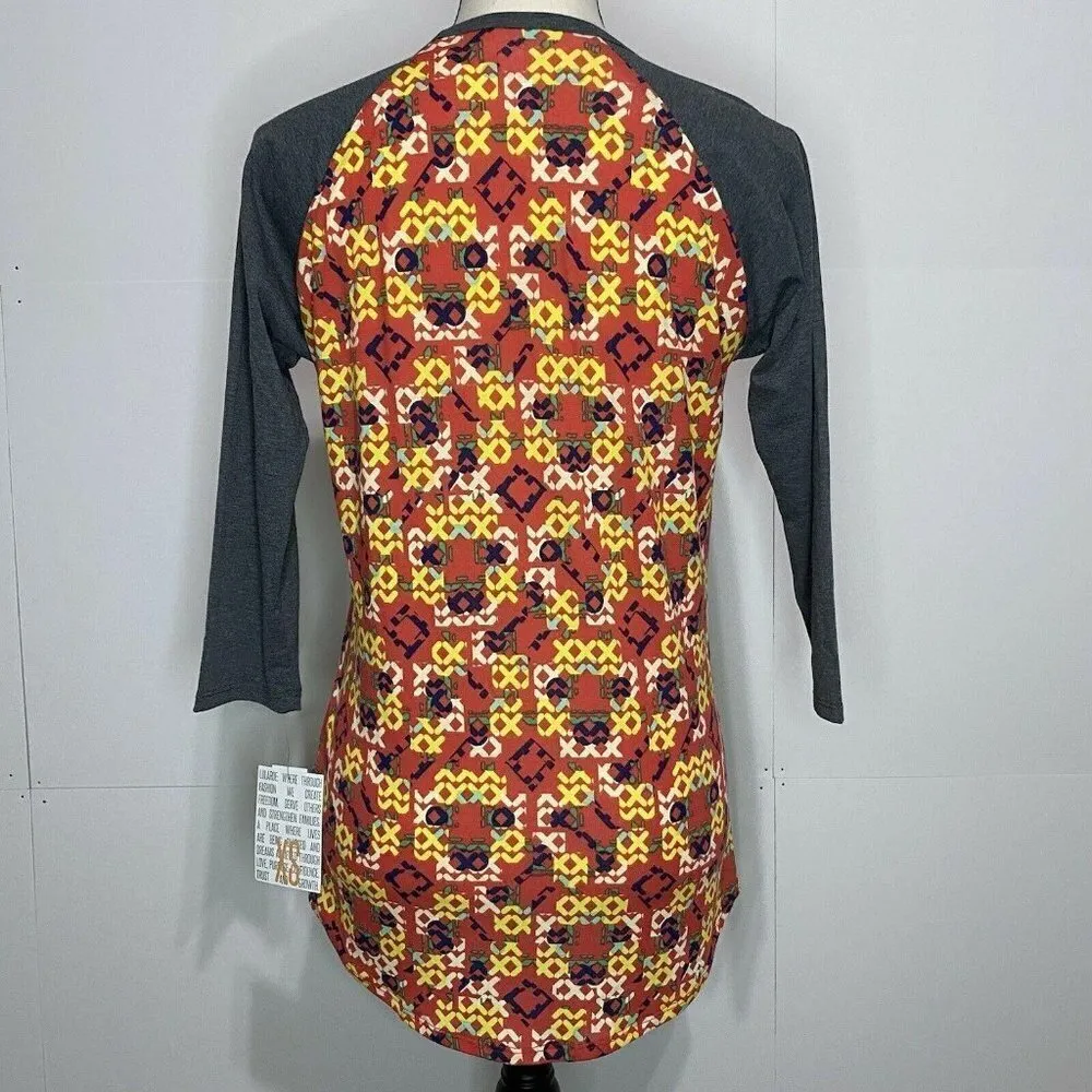 NEW LuLaRoe XS Randy Top Tee Gray Raglan Sleeves Knit Shirt - Image 5