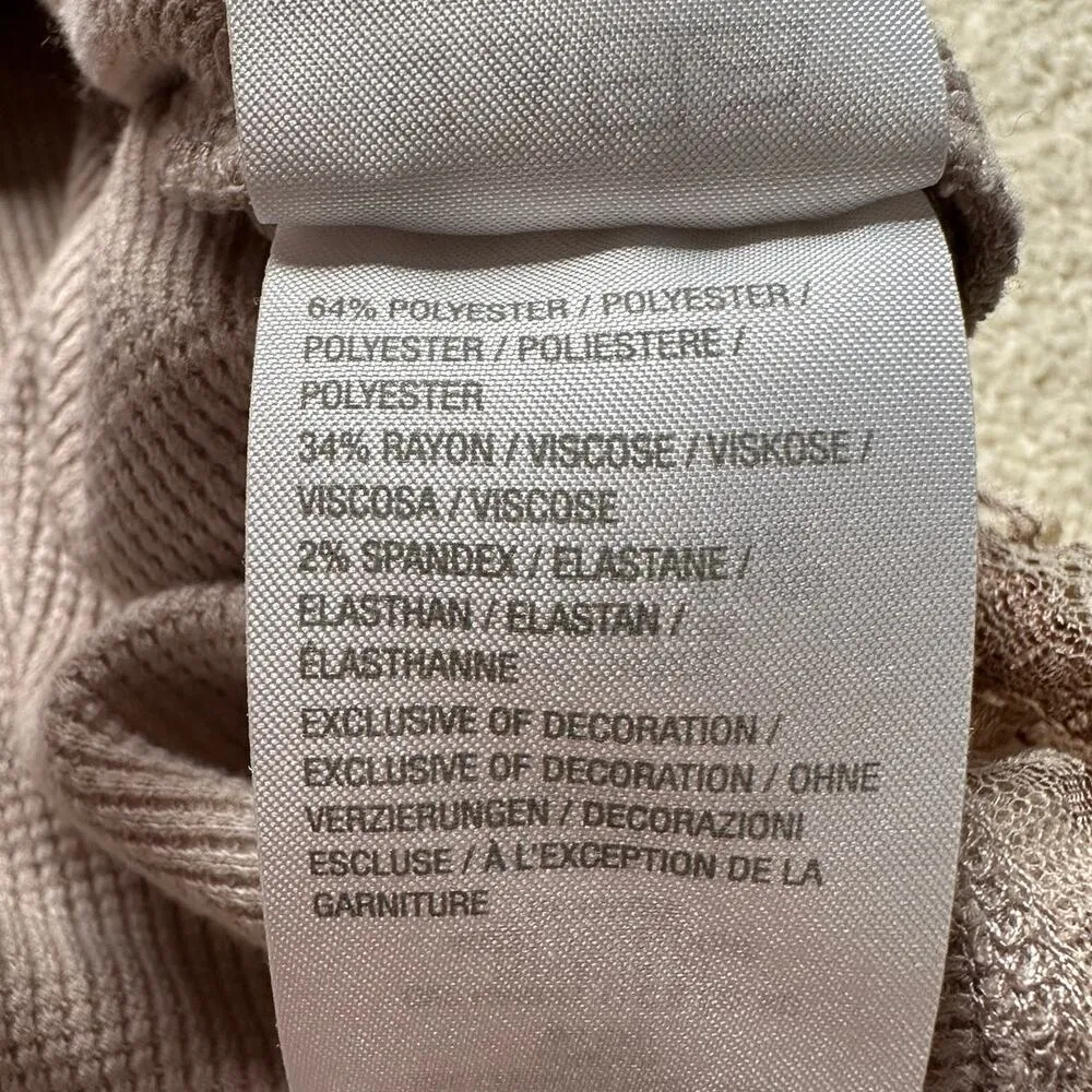 LOGO: Waffle Lace Henley Taupe Thermal Long Sleeve Blouse - Image 7