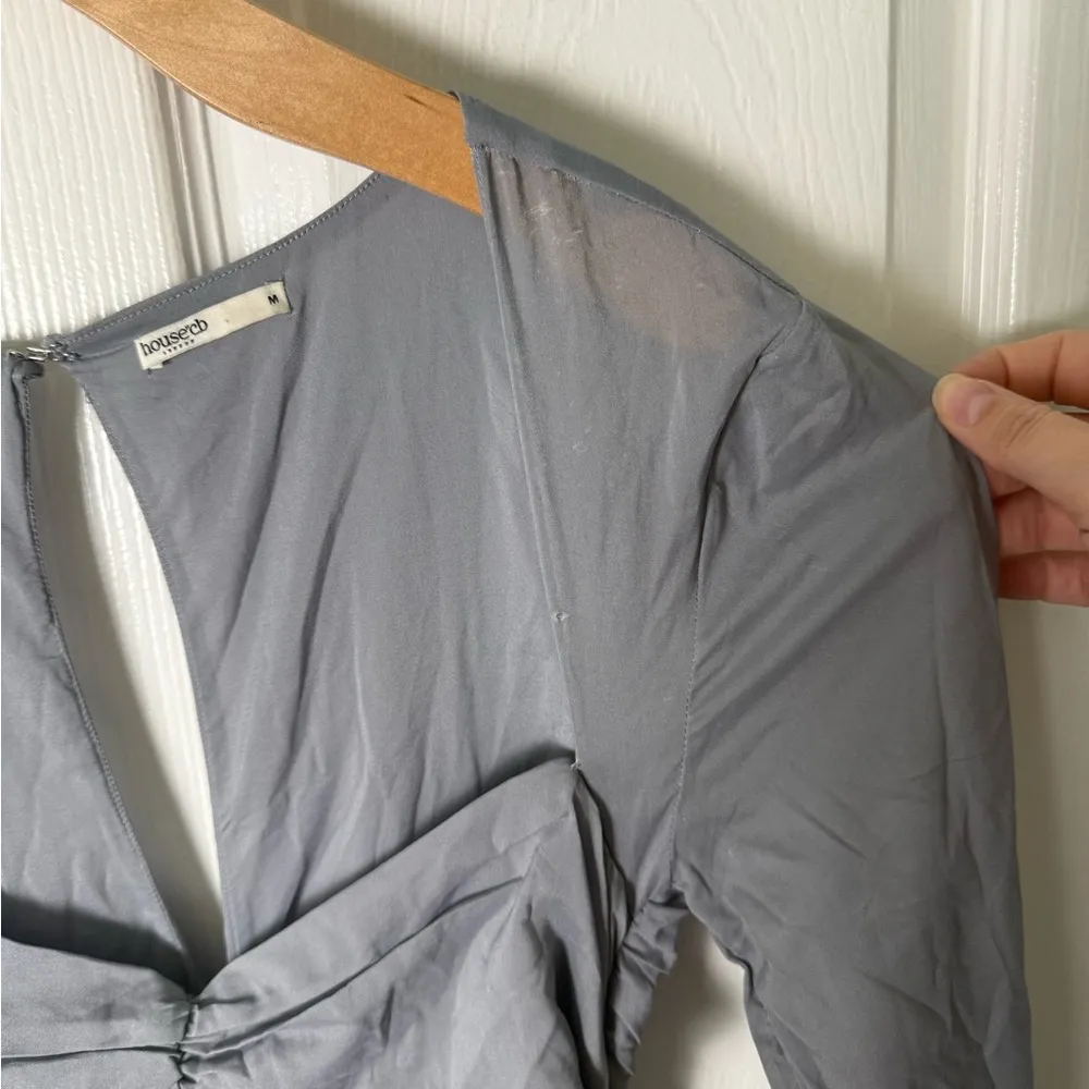 House of CB Camille Dove Grey Real Silk Mini Dress M - Image 6
