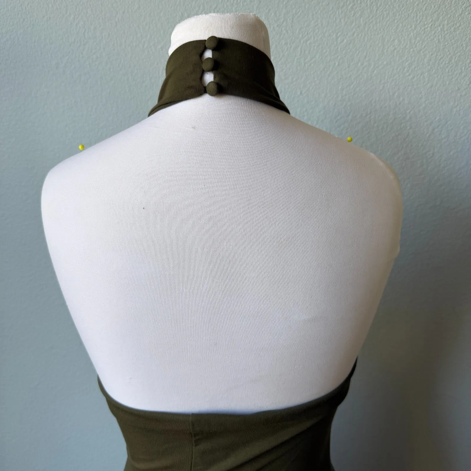 Lulus Simply Enchanted Olive Green Halter Midi Dress Size Medium - Image 9