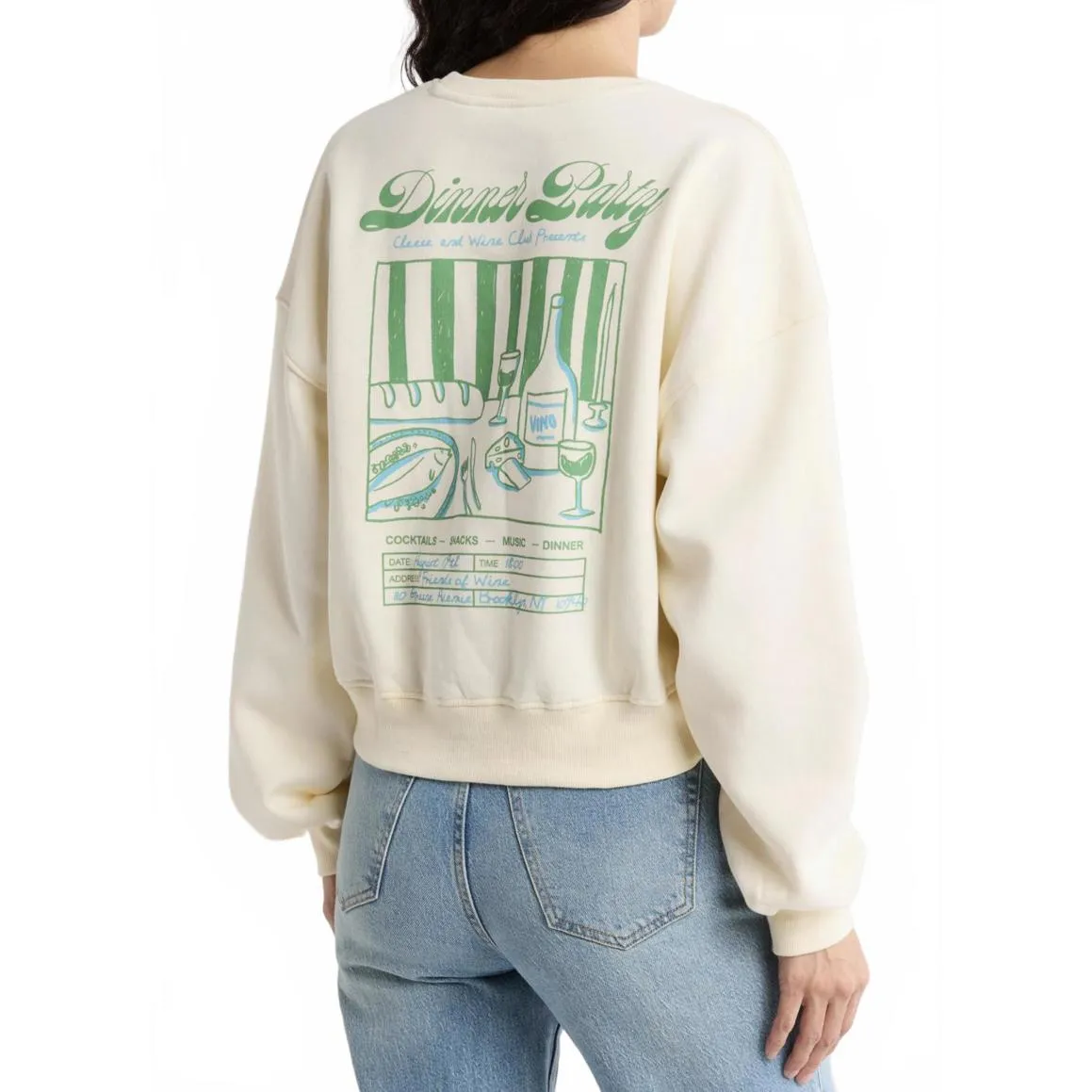 Ripple Junction Dinner Party Invite Crewneck Sweatshirt Natural NWT Medium - Image 4