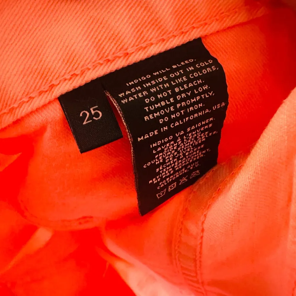 J BRAND Joanie Boy Sherbet Orange Button Fly Knit Hem Denim Shorts Size 25 - Image 8