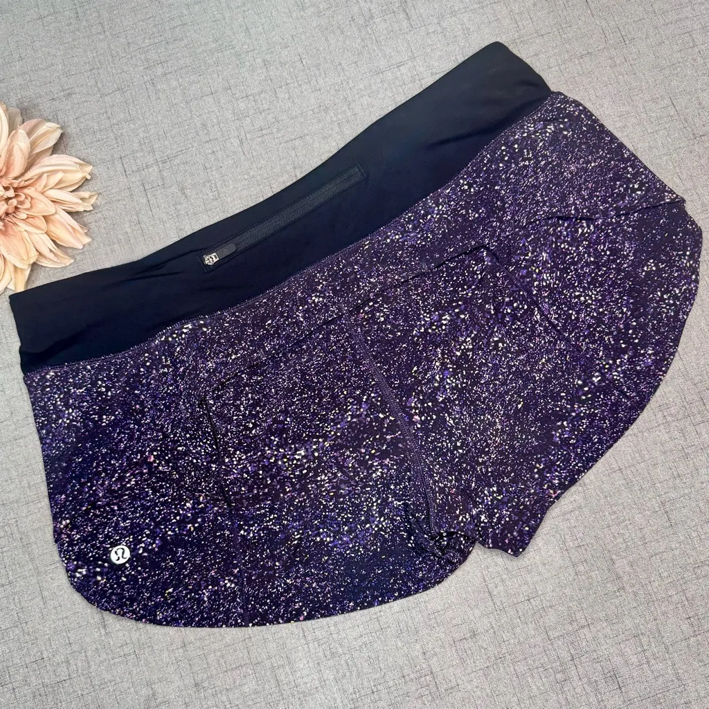 Lululemon Speed Up Athletic Shorts Crystalline Multi Black Purple Size 10 - Image 6