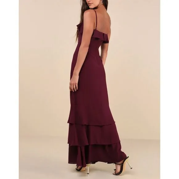 NWT Lulus Women's Lively Evenings‎ Plum Purple Sleeveless Tiered Maxi Dress L - Image 3