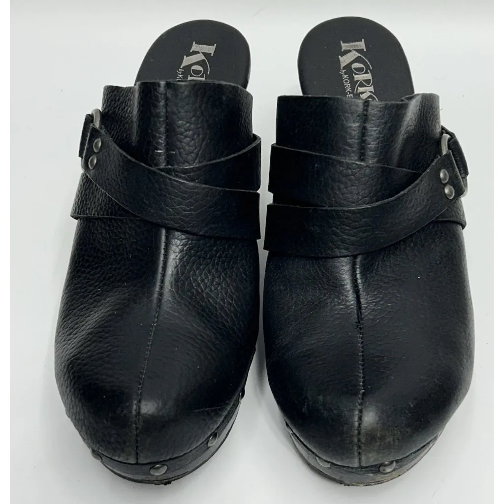 Korks by Kork Ease Black Studded Strappy Leather Mules Clogs Platform 9.5 EU 41 - Image 3