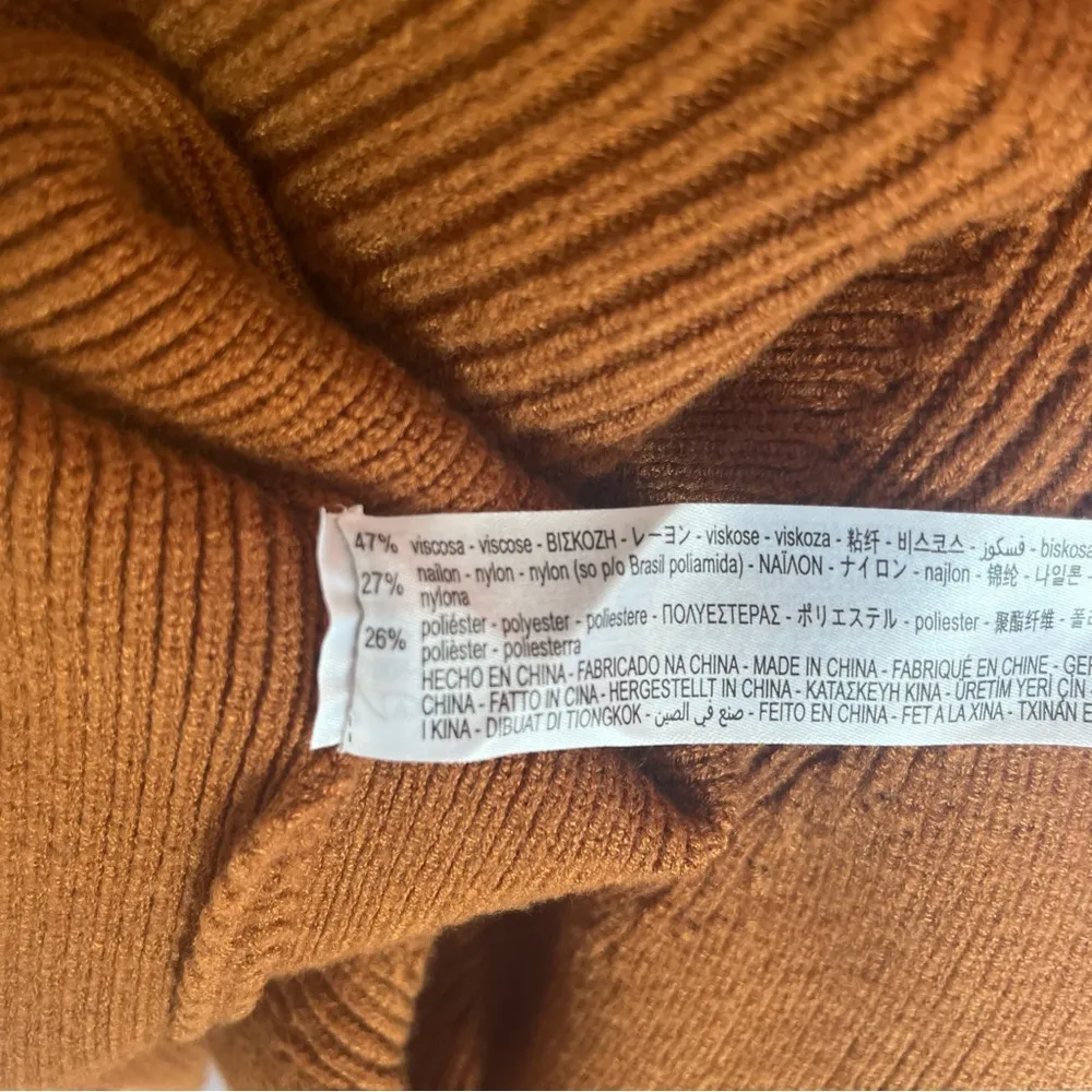 ZARA Rust Turtleneck Sweater with Tie Sleeves - Image 9