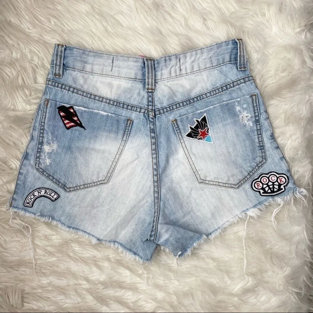 Espaço Fashion Rock n Roll Denim Shorts Blue Size 28 - Image 3