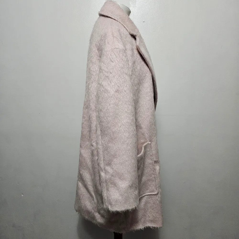 Topshop Carly Light Pink Single Button Brushed Oversized Peacoat Size 10 - Image 4