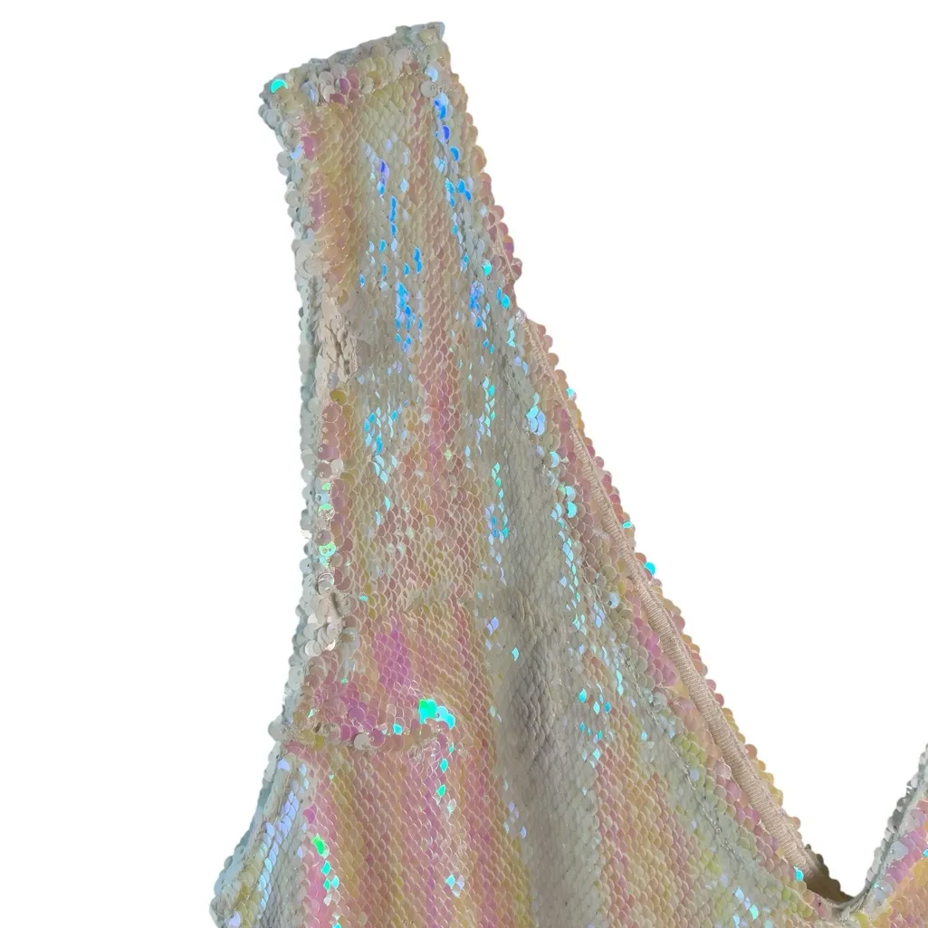 Intimately Free People Cream‎ Pearl Embellished Sequin Shift Slip Dress XS - Image 6