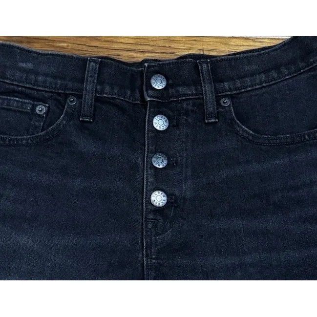 J. Crew Micro Shorty Shorts Womens 26 Black Denim Jean Cutoff Stretch Button Fly Size 24 - Image 3