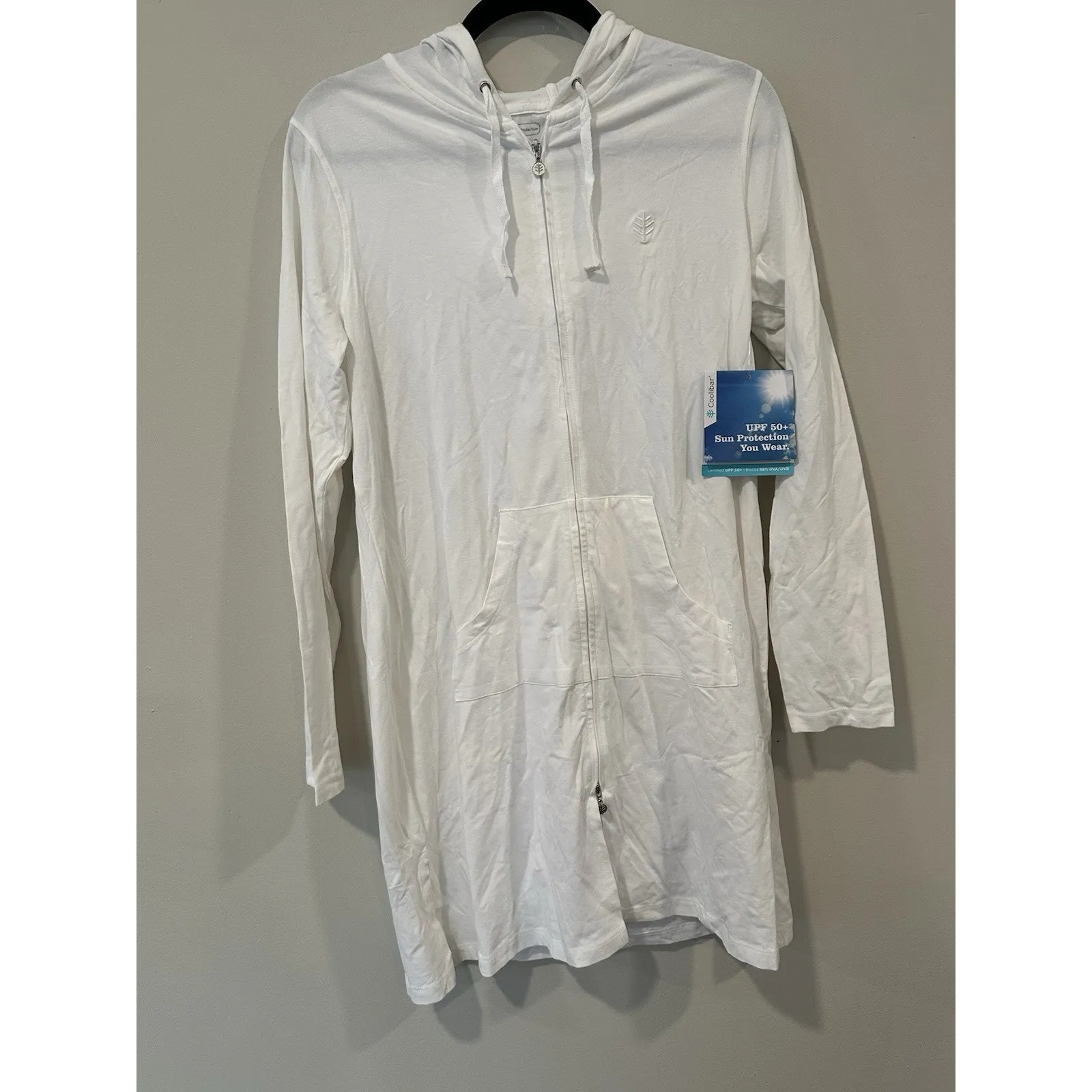NWT Coolibar Cabana Hoodie Dress with Sun Protection Size Small White 2494 Size M - Image 2