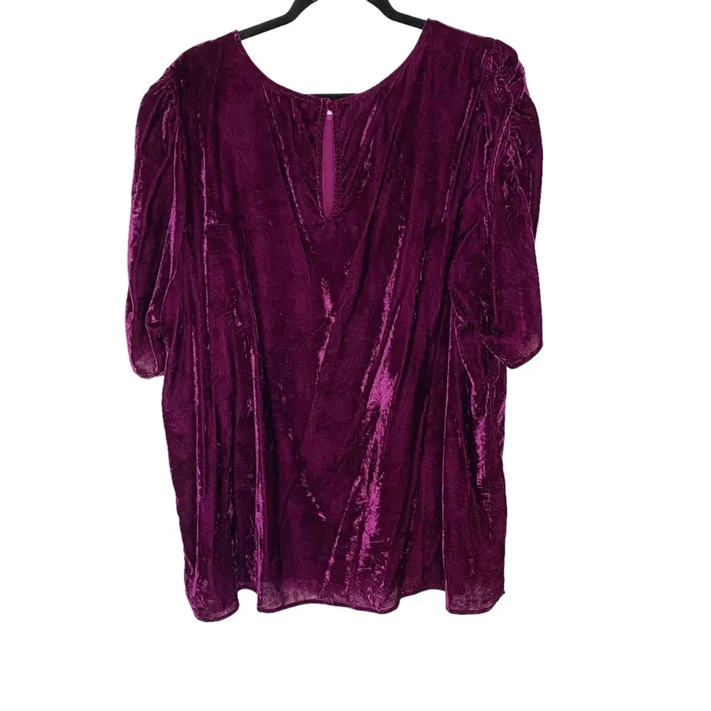 Torrid Velvet Ruched Sleeve Top in Wine 3 3X - Image 6