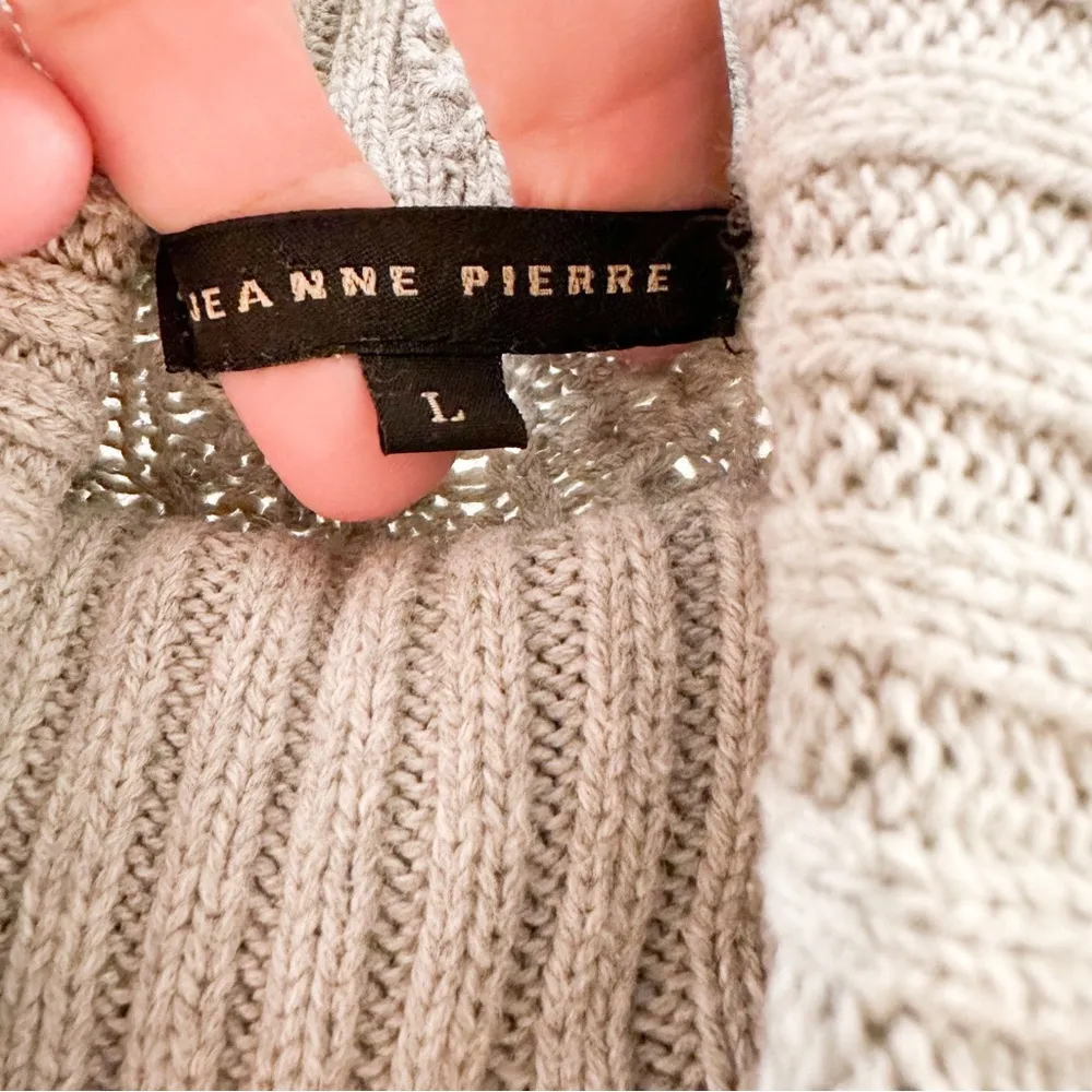 Jeanne Pierre Cable Knit Fisherman Tunic Sweater Gray - Image 8