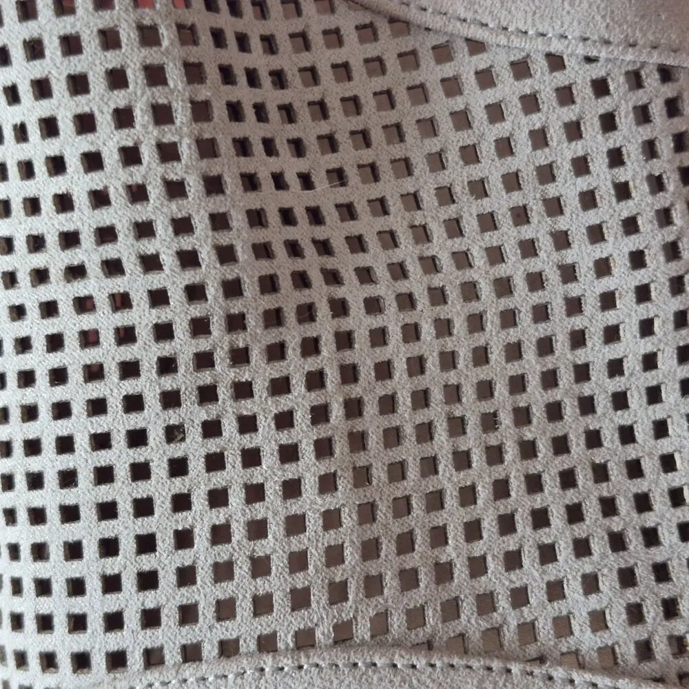 Franco Sarto Cork Platform Wedge Sling Back Sandal Taupe Size 10 Mesh Faux Suede - Image 5