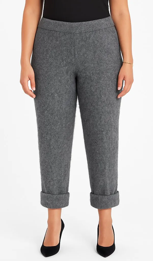 Nic+Zoe Forever Flannel Roll Bottom Pants charcoal gray women's 12 NWT Pull On - Image 1