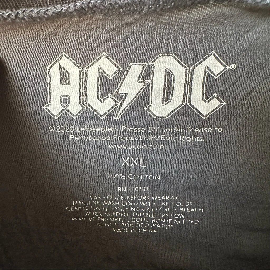 American Classics Womens ACDC High Voltage Grey Band Graphic T-Shirt Size XXL - Image 2