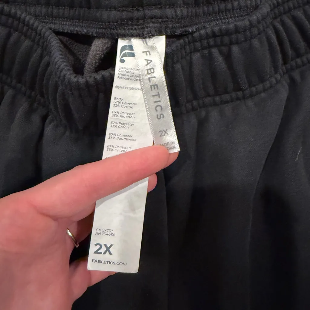 Fabletics Cozy Fleece Wide Leg Sweatpants Black 2X - Image 5