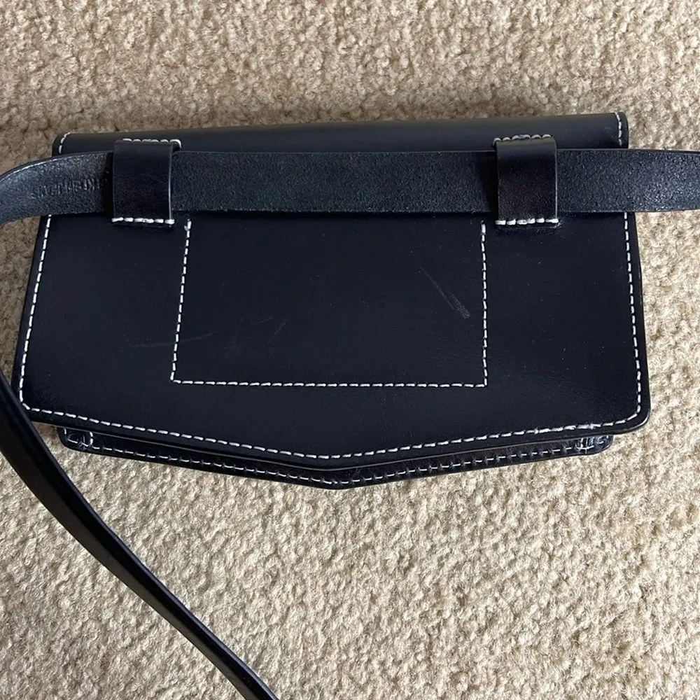 Calvin Klein Jeans Women Sz L/XL Leather Belt Bag‎ Black White Stitching. EUC - Image 7
