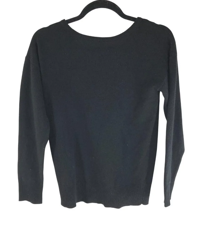 Trina Turk Womens Sweater Wool Cashmere Blend Low Back Bow Black Size XS - Image 1