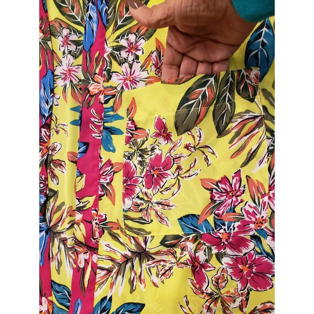 Women's Multicolor Floral Polyester Long Sleeve Casual Open Front Blazer Large - Image 13