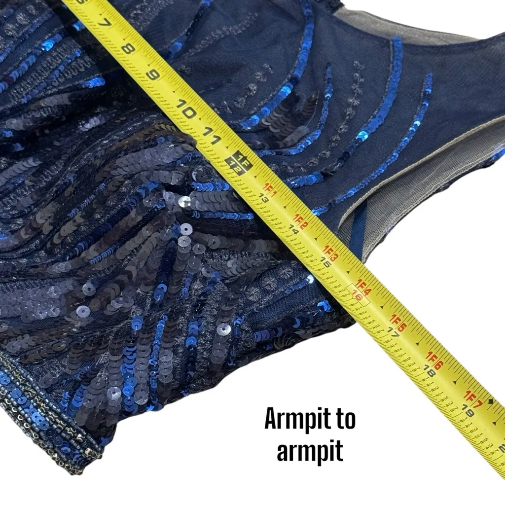 Morrell Maxie Midnight Blue Sequin Top Maxi Skirt Tule Dress Prom Quinceañera 6 - Image 11