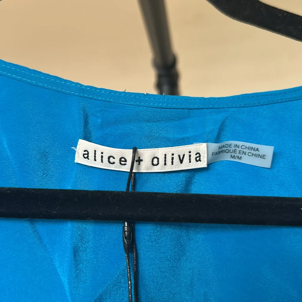 Alice + Olivia Blue Tie Dye Flowy Silk Tank‎ Top NWT size M Jewel blue - Image 4