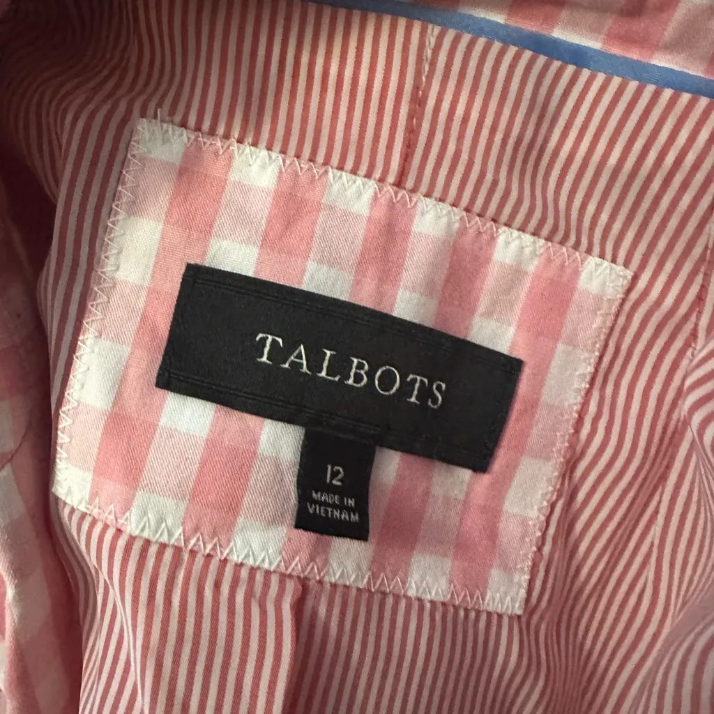 Talbots Pink Gingham Two Button Blazer Size 12 - Image 4
