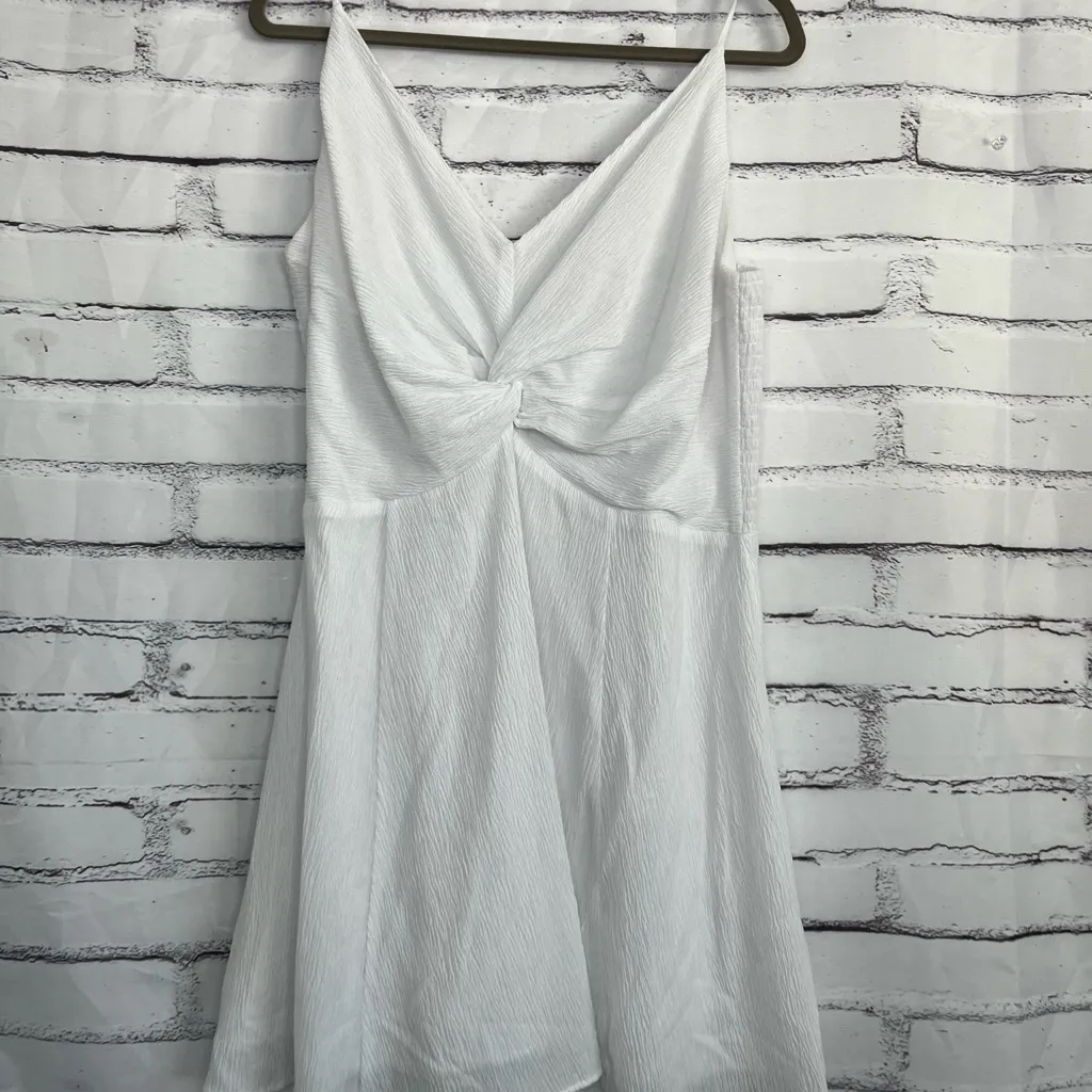 Abercrombie & Fitch White Knot Front Mini Dress Women’s XL Lined A-Line Smocked - Image 6