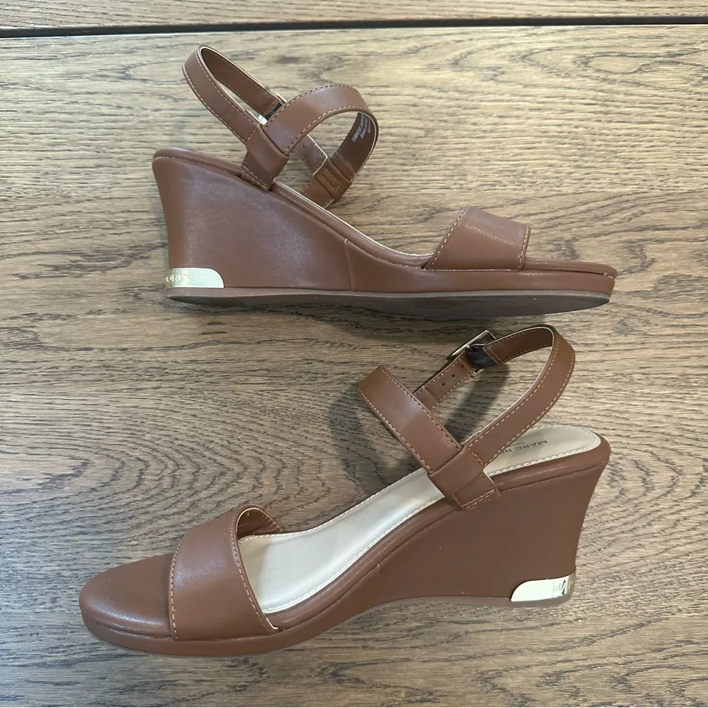 Marc New York Women’s Brown & Gold Hardware Wedges Size 9.5 - Image 11