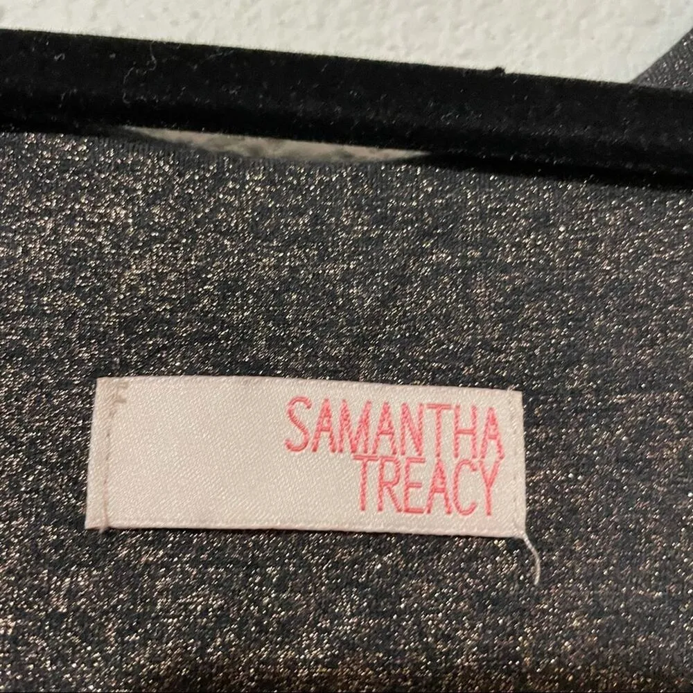 Tracy Reese Y2K Black Gold Ruched Bodycon Tank Mini Dress Womens Small Baddie - Image 2