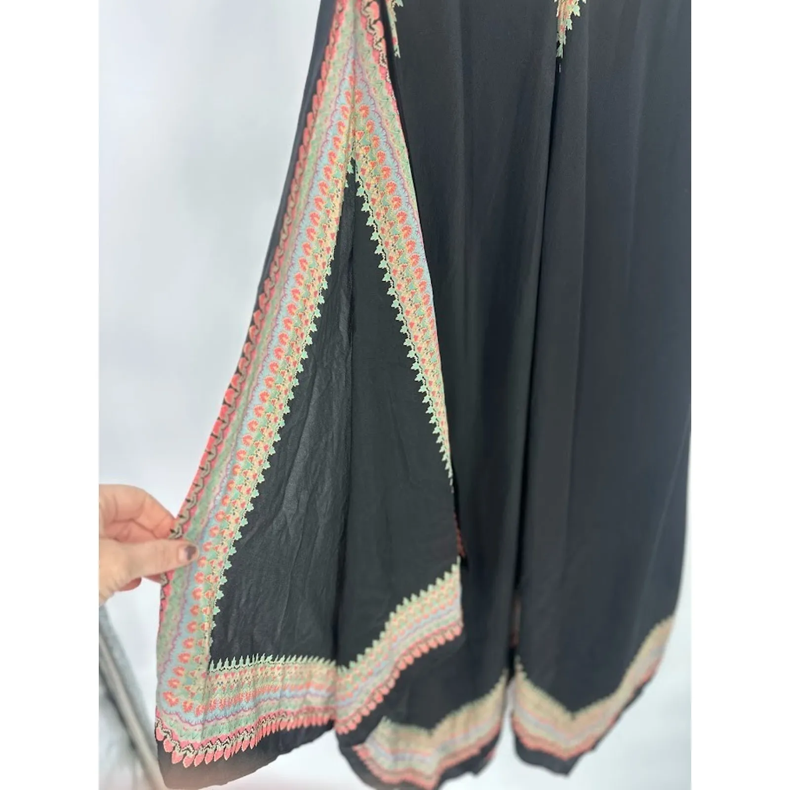 Anthropologie Vanessa Virginia Estrella Silk Boho Maxi Dress Black M/L Petite - Image 5