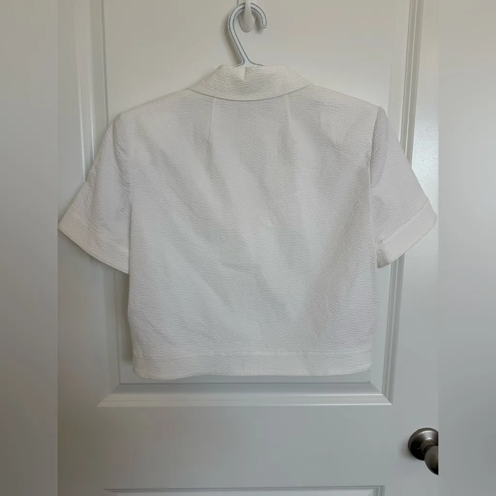 NWT Theory Seersucker Cropped Short Sleeve Jacket 6 - Image 5