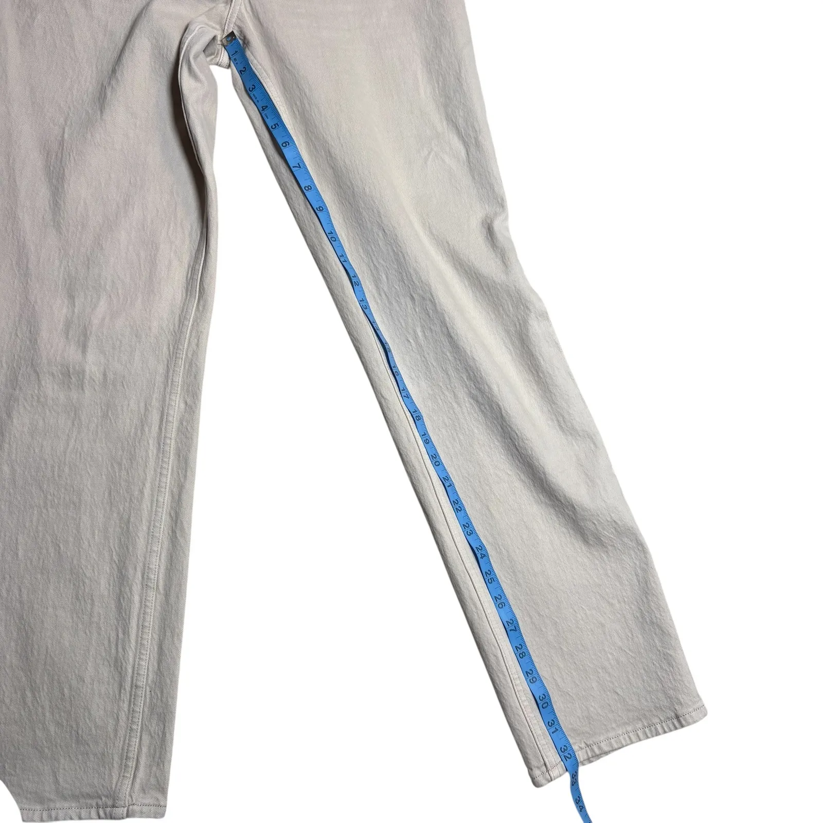 Abercrombie Fitch 90s Straight Ultra High Rise Curve Love Jeans Cream Size 8Tall - Image 6