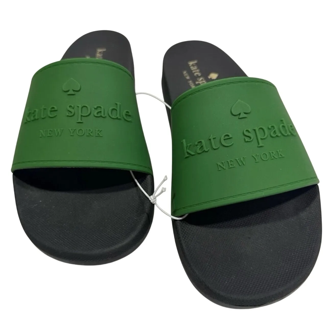 Kate Spade New York Green Black Logo Slide Sandals Pool Beach Size 8 - Image 3