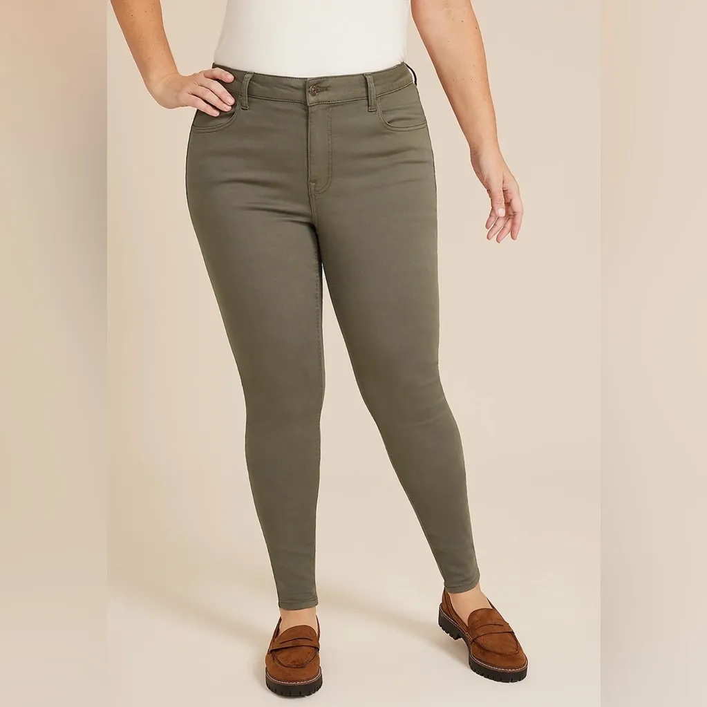 maurices™ Plus Size m jeans High Rise Color Jegging Dusty Olive Green Pants - Image 2