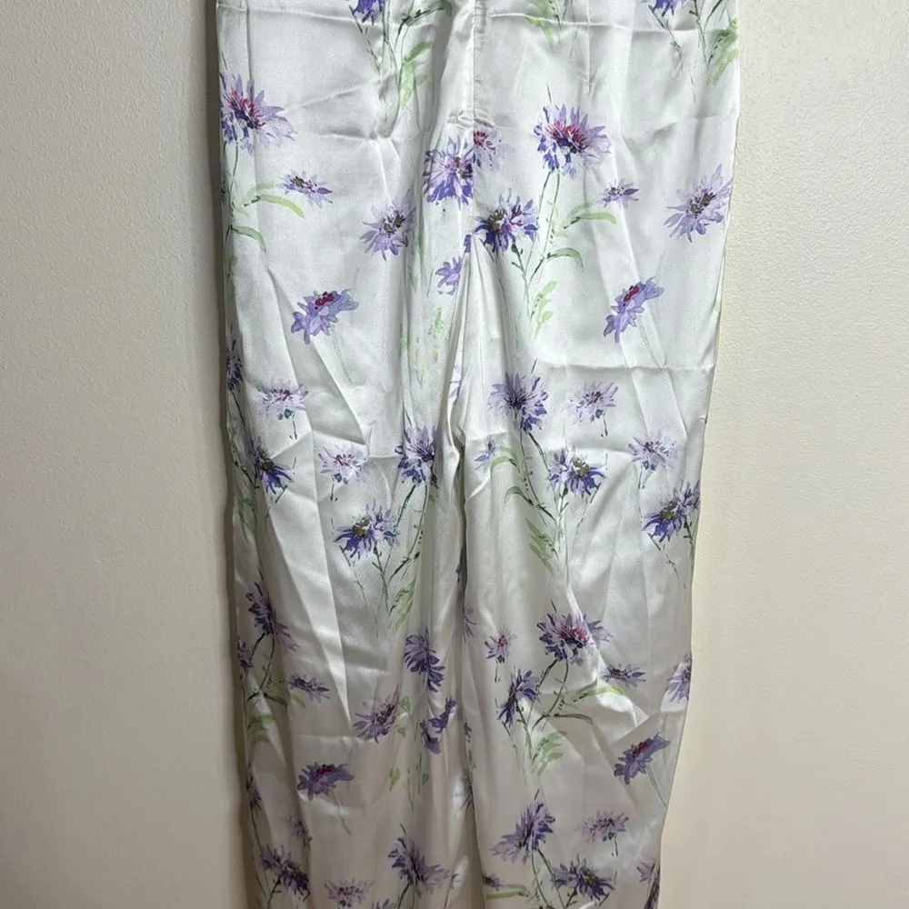 Hope & Ivy Avery floral print satin jumpsuit in lilac size 14 - Image 12