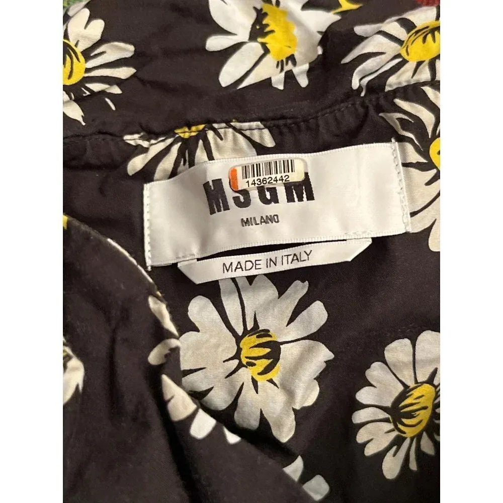 MSGM Tuta Jumpsuit in Black Floral 46 12 Floral Poplin Outfit Womens - Image 7