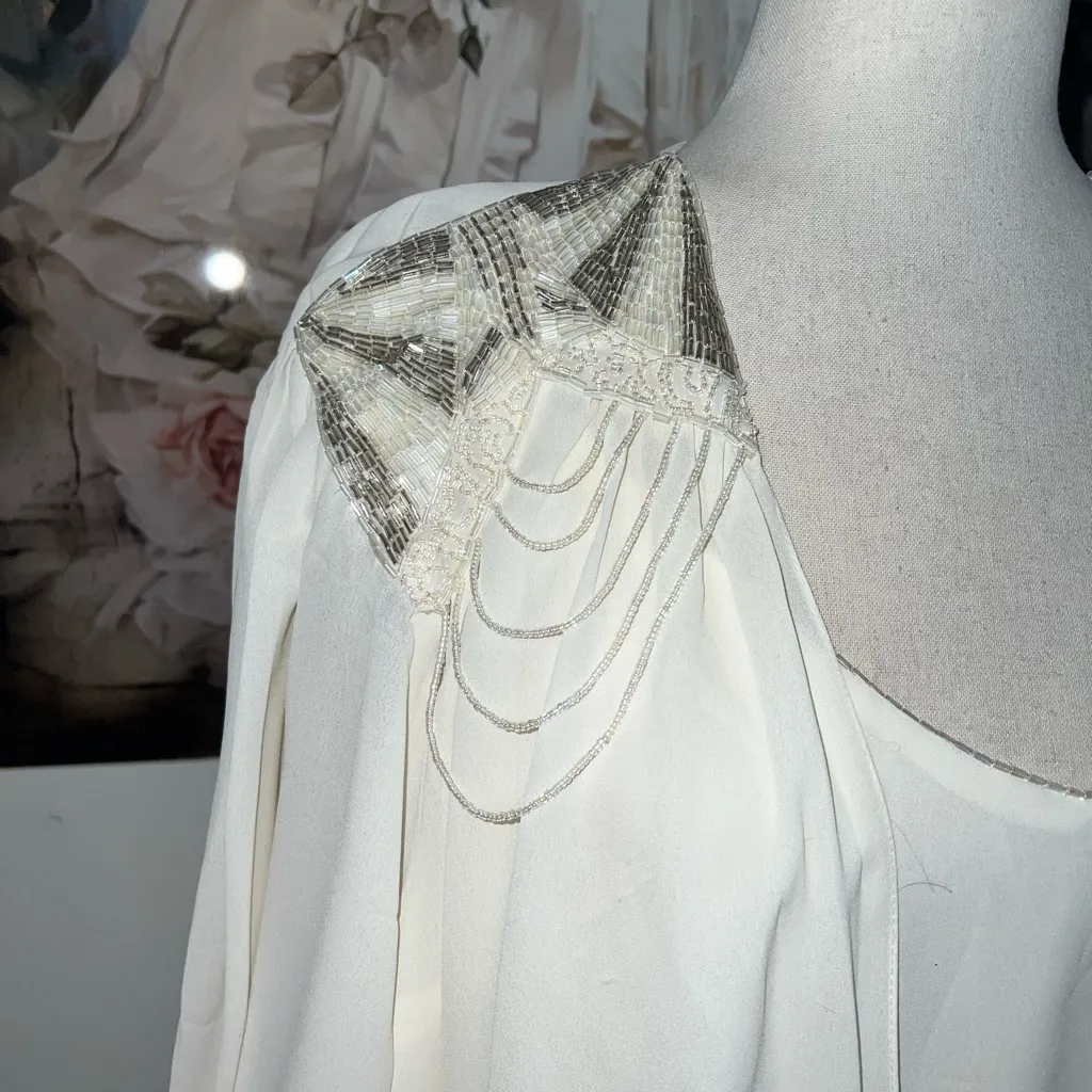 Stunning Vintage 1980s Miss Elliette Mother of the Bride Dress! White Size 18 - Image 4